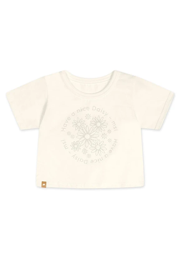 Marisol - Blusa Cropped Manga Curta Infantil Feminina Bege 1