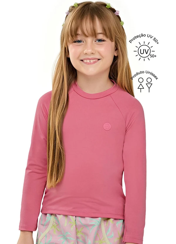 Elian - Blusa Infantil Unissex com Proteção Solar Rosa