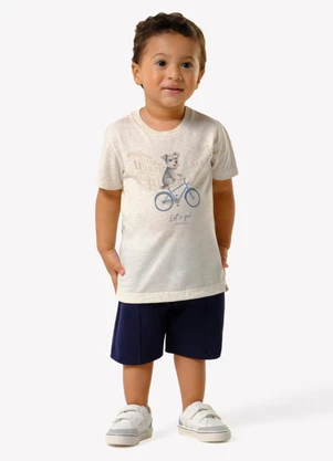 Trick Nick - Camiseta Infantil Meia Malha Estampa Bege - TRICK NICK
