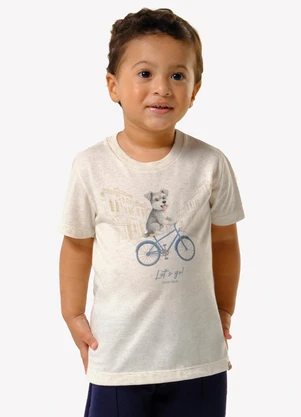 Trick Nick - Camiseta Infantil Meia Malha Estampa Bege - TRICK NICK