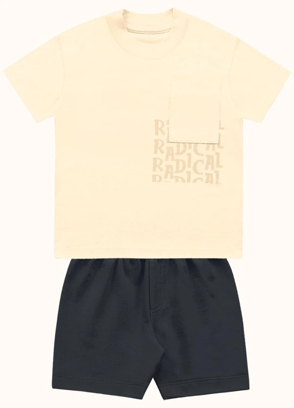 Fakini Kids - Cj.Camiseta/Bermuda Amarelo