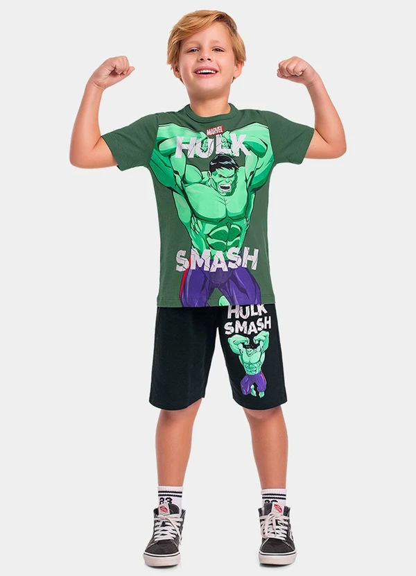 Fakini Kids - Cj.Camiseta/Bermuda Avengers Verde 3