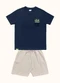 Fakini Kids - Cj.Camiseta/Bermuda Marrom - variação: Azul