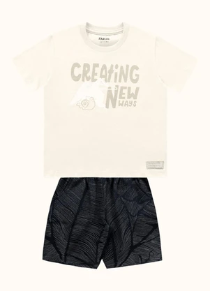 Fakini Kids - Cj.Camiseta/Bermuda Bege - FAKINI KIDS