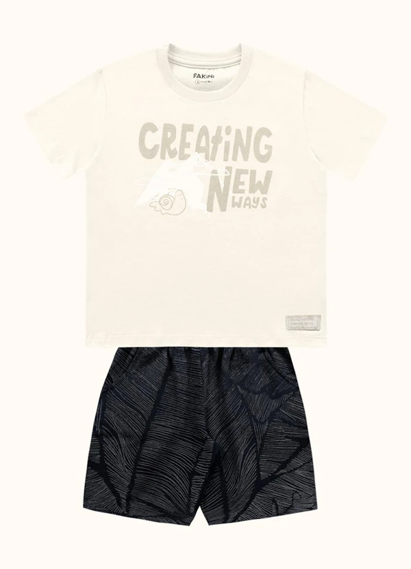 Fakini Kids - Cj.Camiseta/Bermuda Bege