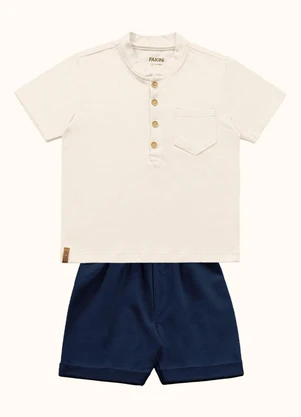 Fakini Kids - Cj.Camiseta/Bermuda Bege - FAKINI KIDS