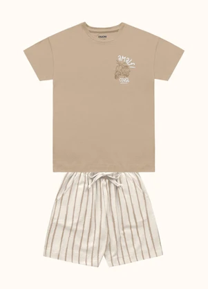 Fakini Kids - Cj.Camiseta/Bermuda Bege - FAKINI KIDS