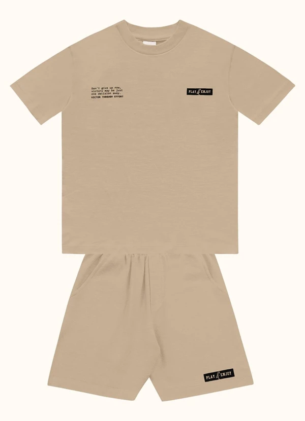 Fakini Kids - Cj.Camiseta/Bermuda Bege
