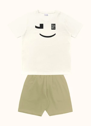 Fakini Kids - Cj.Camiseta/Bermuda Bege - FAKINI KIDS