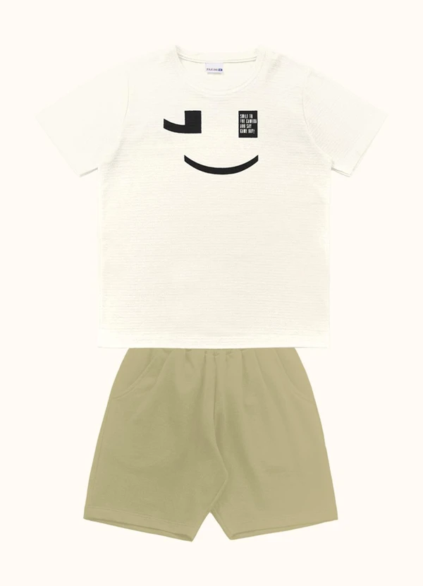 Fakini Kids - Cj.Camiseta/Bermuda Bege