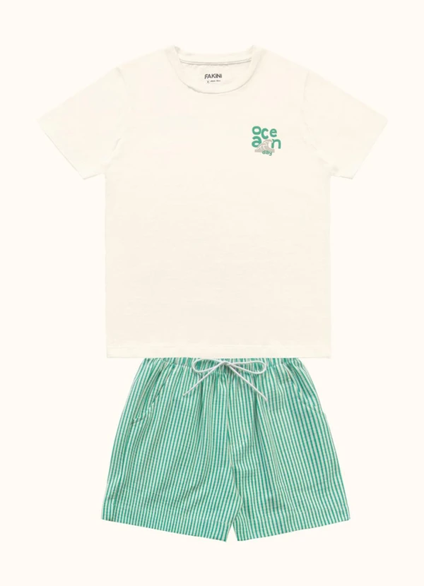 Fakini Kids - Cj.Camiseta/Bermuda Bege 3