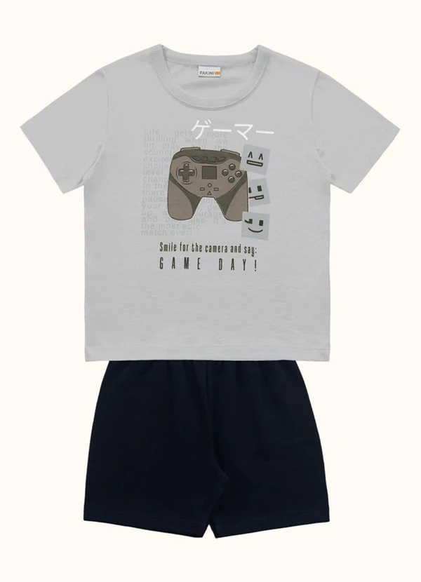 Fakini Kids - Cj.Camiseta/Bermuda Cinza