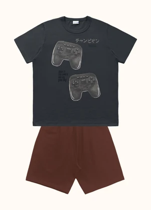 Fakini Kids - Cj.Camiseta/Bermuda Cinza - FAKINI KIDS