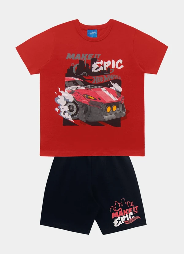 Fakini Kids - Cj.Camiseta/Bermuda Hot Wheels Vermelho 3