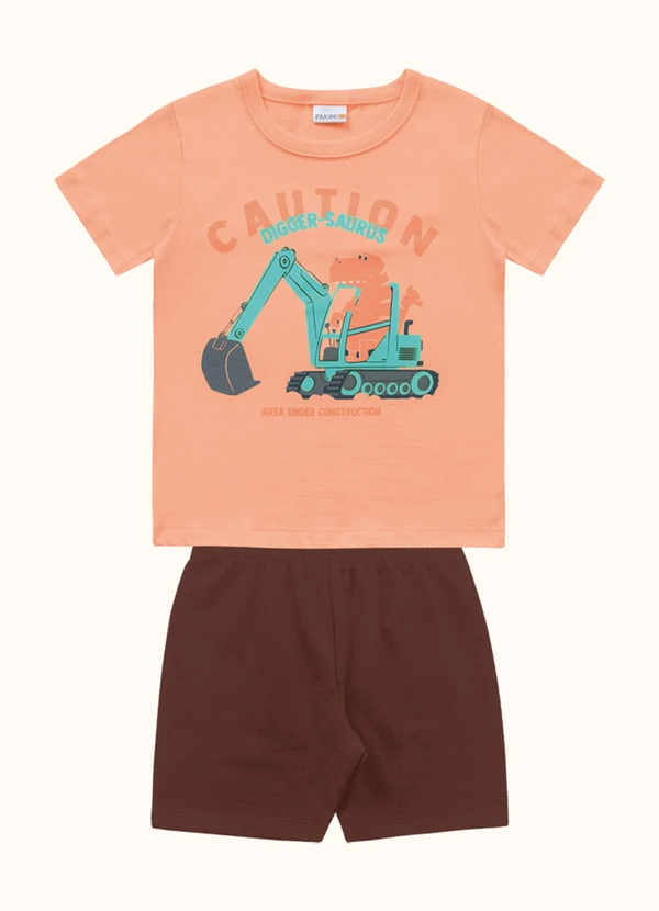 Fakini Kids - Cj.Camiseta/Bermuda Laranja