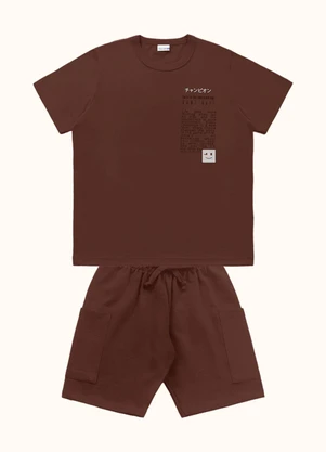 Fakini Kids - Cj.Camiseta/Bermuda Marrom - FAKINI KIDS