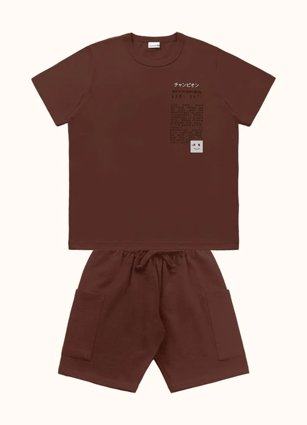 Fakini Kids - Cj.Camiseta/Bermuda Marrom 1