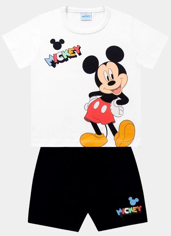 Fakini Kids - Cj.Camiseta/Bermuda Mickey Branco 3