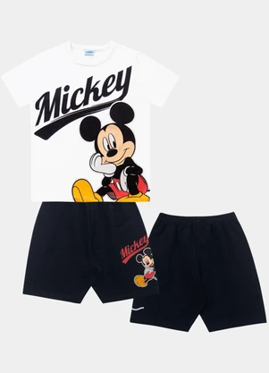 Fakini Kids - Cj.Camiseta/Bermuda Mickey Branco - FAKINI KIDS