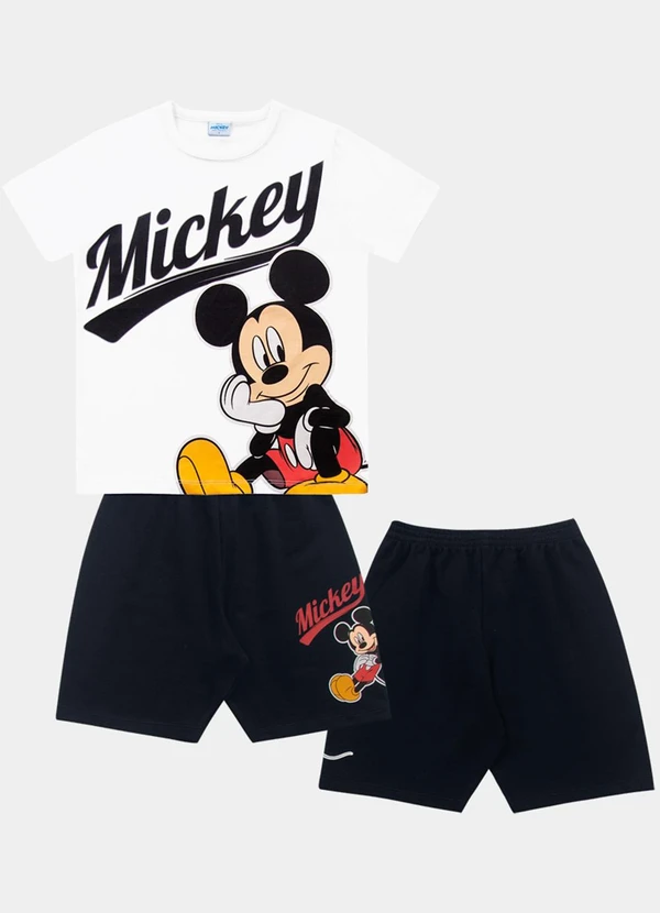 Fakini Kids - Cj.Camiseta/Bermuda Mickey Branco