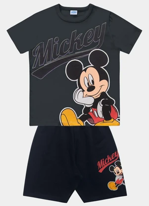 Fakini Kids - Cj.Camiseta/Bermuda Mickey Cinza - FAKINI KIDS