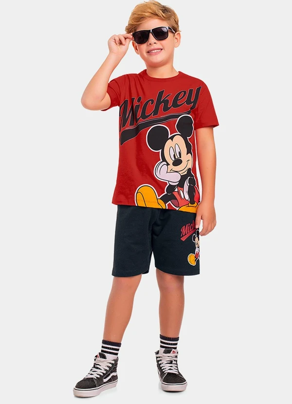 Fakini Kids - Cj.Camiseta/Bermuda Mickey Vermelho