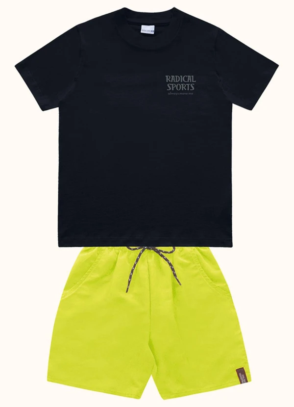 Fakini Kids - Cj.Camiseta/Bermuda Preto 3
