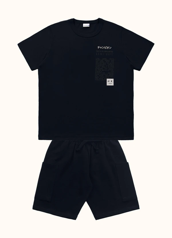 Fakini Kids - Cj.Camiseta/Bermuda Preto 3