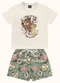 Fakini Kids - Cj.Camiseta/Bermuda Rei Leao Verde - variação: Bege