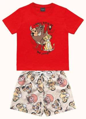 Fakini Kids - Cj.Camiseta/Bermuda Rei Leao Laranja - FAKINI KIDS