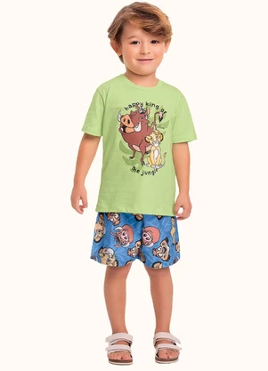 Fakini Kids - Cj.Camiseta/Bermuda Rei Leao Verde - FAKINI KIDS