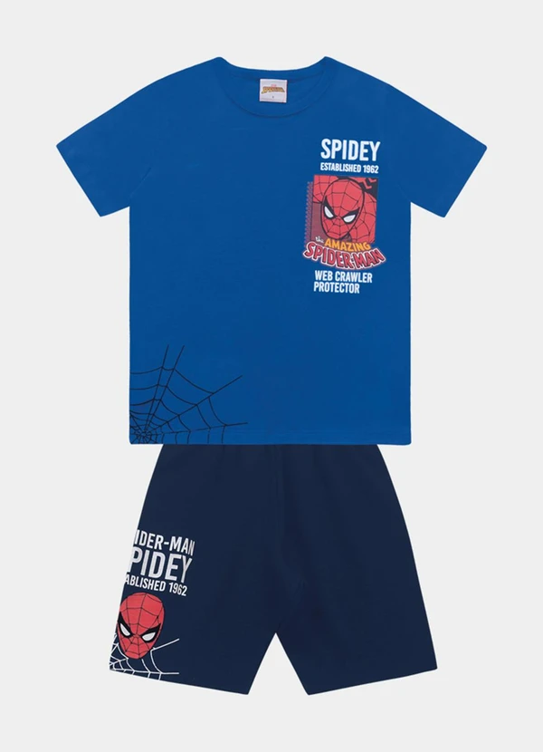 Fakini Kids - Cj.Camiseta/Bermuda Spider-Man Azul