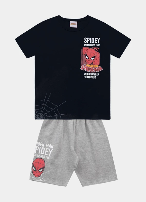 Fakini Kids - Cj.Camiseta/Bermuda Spider-Man Preto