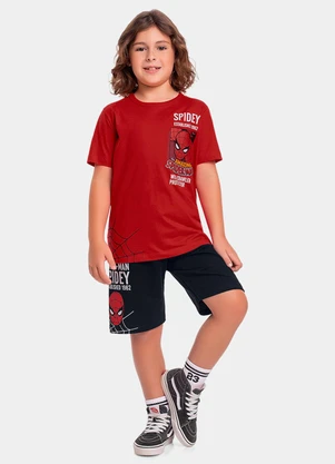 Fakini Kids - Cj.Camiseta/Bermuda Spider-Man Vermelho - FAKINI KIDS