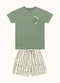 Fakini Kids - Cj.Camiseta/Bermuda Bege - variação: Verde