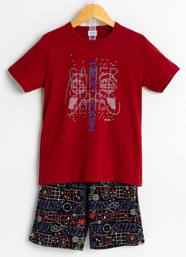Fakini Kids - Cj.Camiseta/Bermuda Vermelho