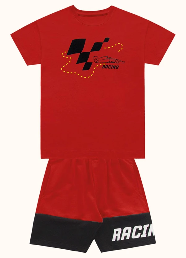 Fakini Kids - Cj.Camiseta/Bermuda Vermelho 1