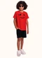 Fakini Kids - Cj.Camiseta/Bermuda Bege - variação: Vermelho
