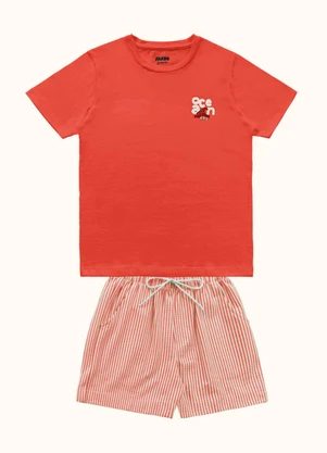 Fakini Kids - Cj.Camiseta/Bermuda Vermelho - FAKINI KIDS