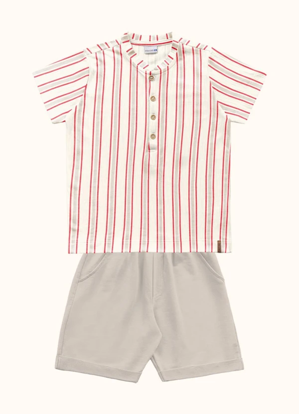 Fakini Kids - Cj.Camiseta/Bermuda Vermelho