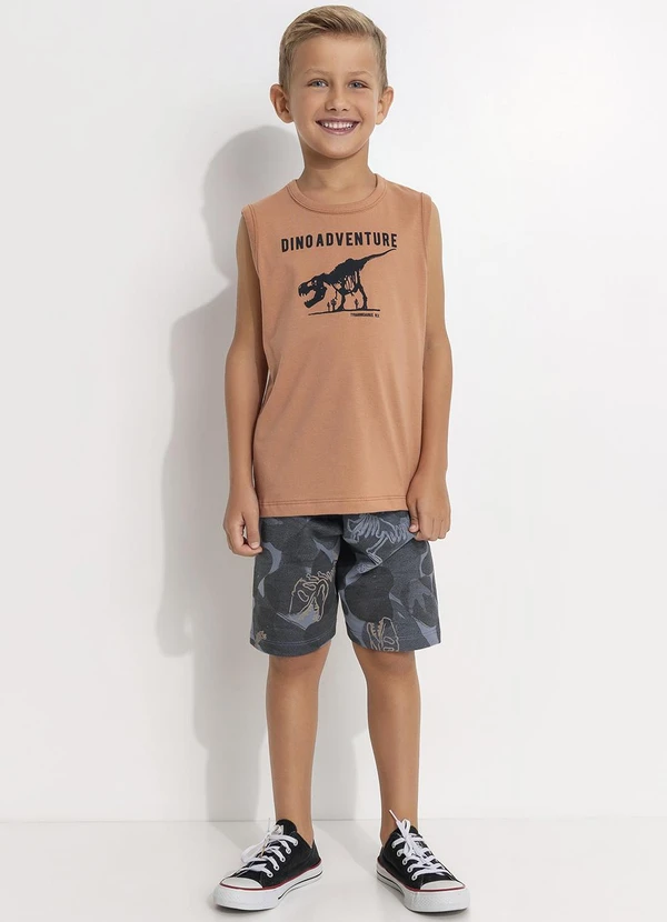 Fakini - Conjunto Infantil Dinossauro Marrom
