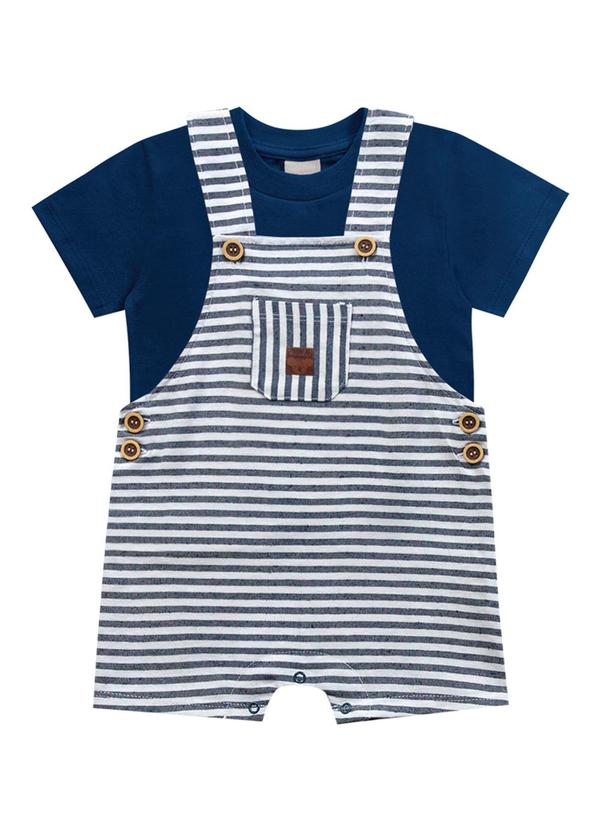 Kiko e Kika - Conjunto Blusa e Jardineira Azul