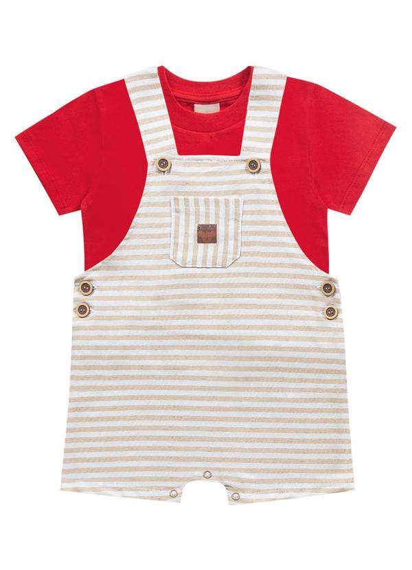 Kiko e Kika - Conjunto Blusa e Jardineira Vermelho 2