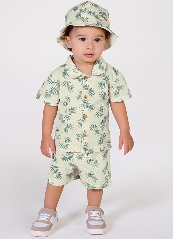 Kiko e Kika - Conjunto Camisa e Bermuda Bege