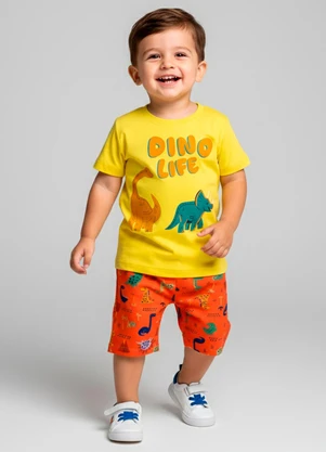 Turminha - Conj Inf Masc Dino Life Amarelo - TURMINHA