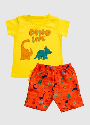 Turminha - Conj Inf Masc Dino Life Amarelo - TURMINHA
