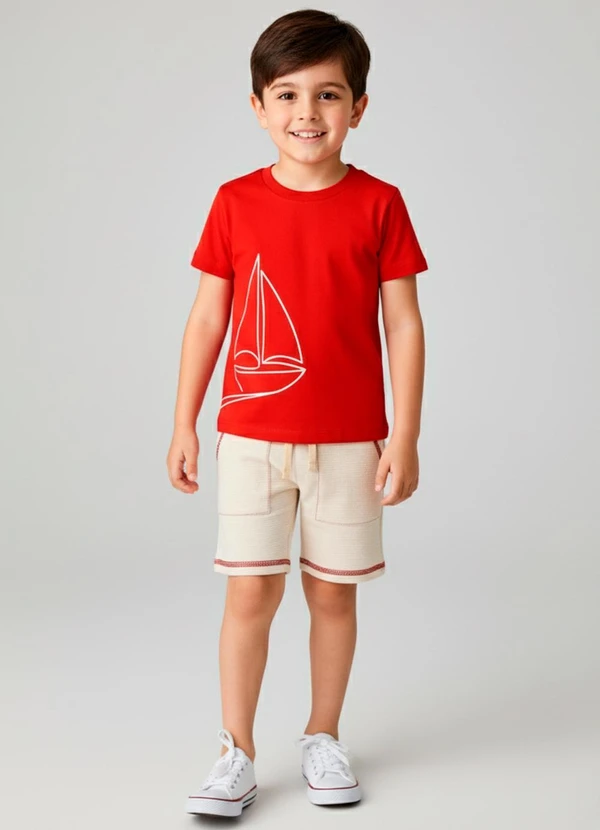 Turminha - Conj Inf Masc Veleiro Vermelho