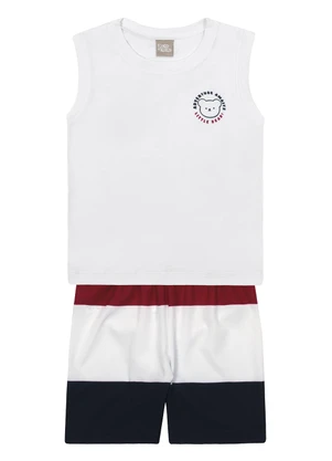 Outlet - Conjunto Regata e Bermuda Branco - OUTLET