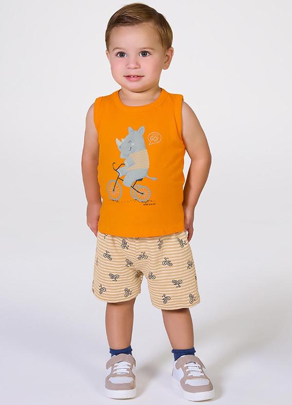 Kiko e Kika - Conjunto Regata e Bermuda Laranja