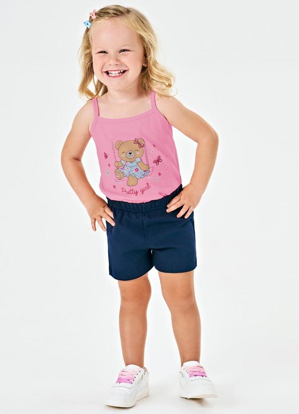 Kiko e Kika - Conjunto Regata e Bermuda Rosa